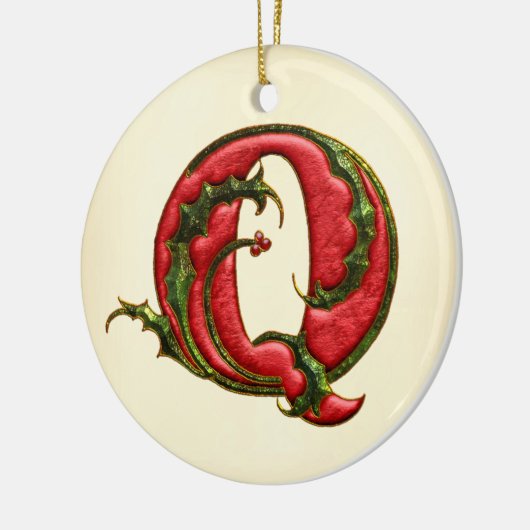 KerstHolly Monogram Q Keramisch Ornament (Links)