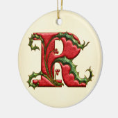 KerstHolly Monogram R Keramisch Ornament (Links)