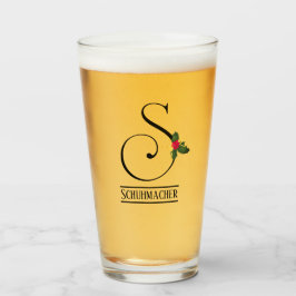 KerstHolly Monogram S Gepersonaliseerde Beer Glas
