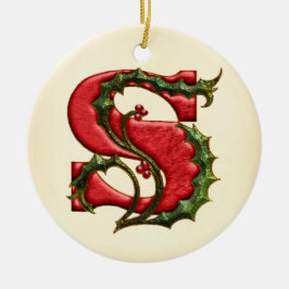 KerstHolly Monogram S Keramisch Ornament