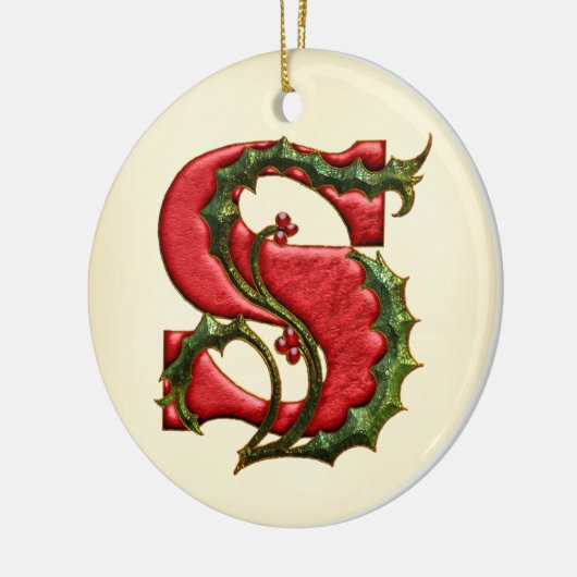 KerstHolly Monogram S Keramisch Ornament (Links)