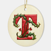 KerstHolly Monogram T Keramisch Ornament (Links)