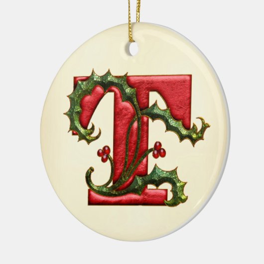 KerstHolly Monogram T Keramisch Ornament (Links)
