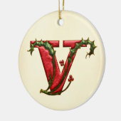KerstHolly Monogram V Keramisch Ornament (Links)
