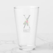KerstHolly Monogram X Gepersonaliseerd bier Glas (Achterkant)