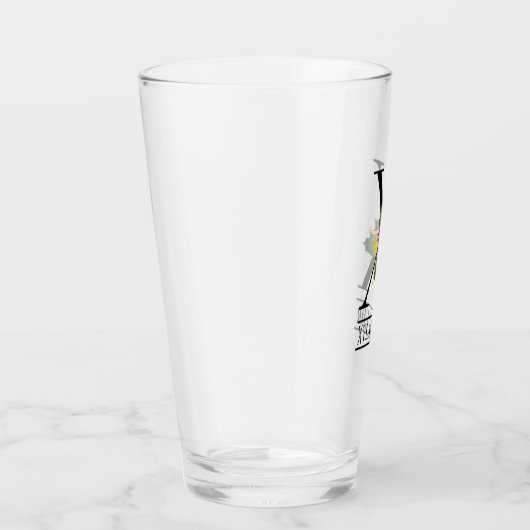 KerstHolly Monogram X Gepersonaliseerd bier Glas (Rechts)