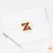 KerstHolly Monogram Z Envelope Seals Ronde Sticker (Envelop)