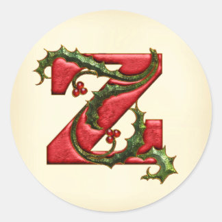 KerstHolly Monogram Z Envelope Seals Ronde Sticker