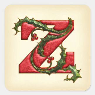KerstHolly Monogram Z Envelope Seals Vierkante Sticker