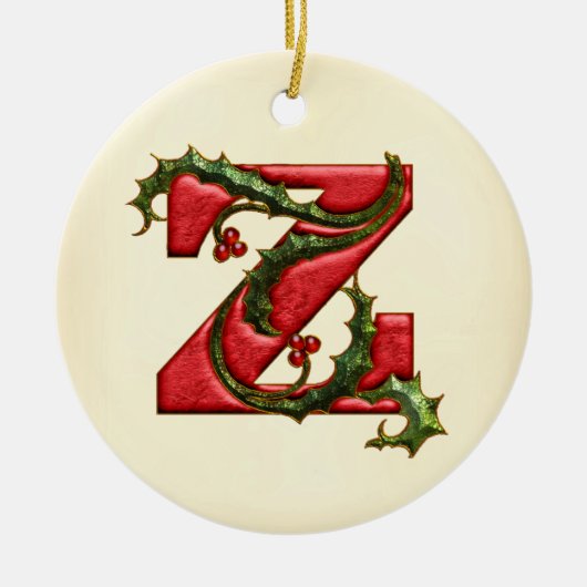 KerstHolly Monogram Z Keramisch Ornament (Voorkant)