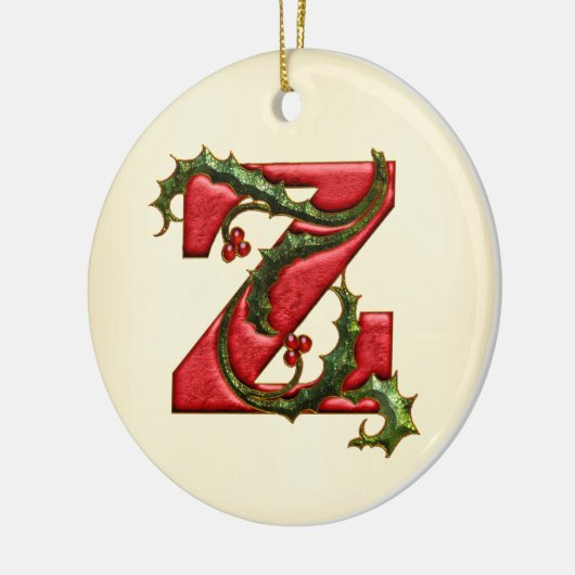 KerstHolly Monogram Z Keramisch Ornament (Links)