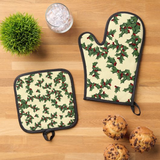 KerstHolly Ovenwant & Pannenlap Set (Top down)
