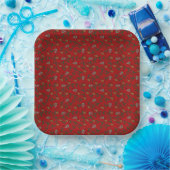 KerstHolly Paisley Rich Red Papieren Bordje (Feest)