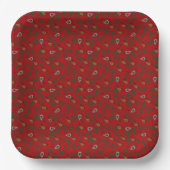 KerstHolly Paisley Rich Red Papieren Bordje (Voorkant)