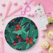 KerstHolly Papieren Bordje (Feest)