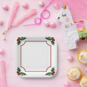 KerstHolly Papieren Bordje (Feest)