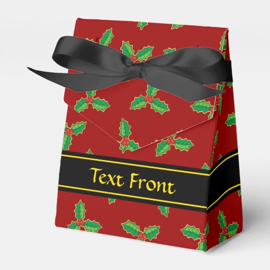 KerstHolly Pattern Bedankdoosjes (Voorkant Zijde)