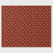 KerstHolly Pattern Cadeaupapier (Vlak)