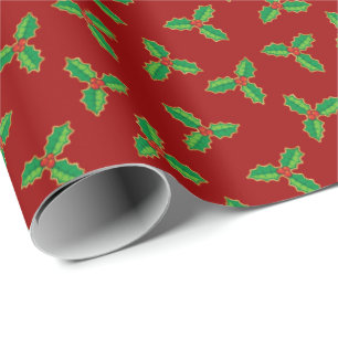 KerstHolly Pattern Cadeaupapier