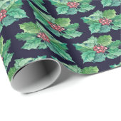 KerstHolly Pattern Cadeaupapier (Rol Hoek)