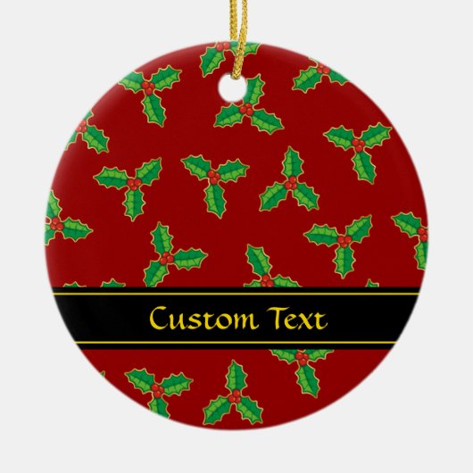 KerstHolly Pattern Keramisch Ornament (Voorkant)