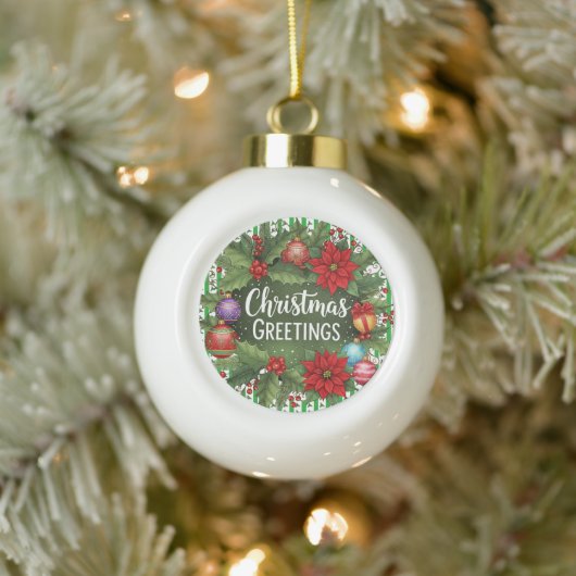 KerstHolly Pattern Keramische Bal Ornament (Boom)
