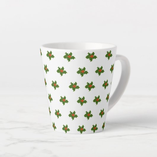 KerstHolly Pattern Latte Mok (Rechterhoek)