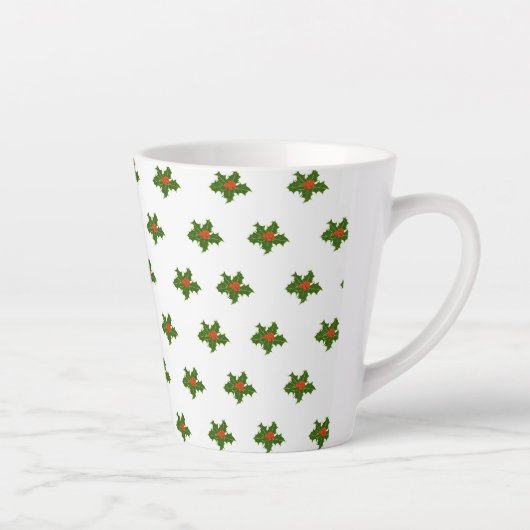 KerstHolly Pattern Latte Mok (Rechts)