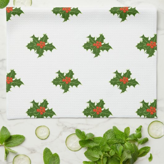KerstHolly Pattern Theedoek (Gevouwen)