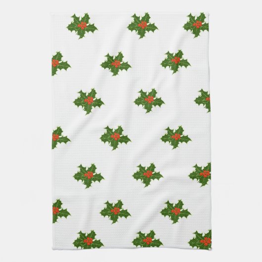 KerstHolly Pattern Theedoek (Verticaal)