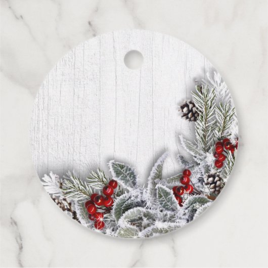 KerstHolly Pine Branch Rustic Holiday Bedankjes Labels (Achterkant)