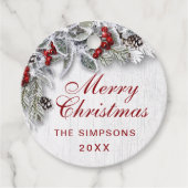 KerstHolly Pine Branch Rustic Holiday Bedankjes Labels (Voorkant)