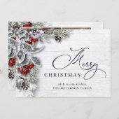 KerstHolly Pine Rustic 4 Fotogroet Feestdagenkaart (Voorkant / Achterkant)