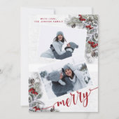 KerstHolly Pine Rustic Photo Holiday Card Feestdagenkaart (Voorkant)