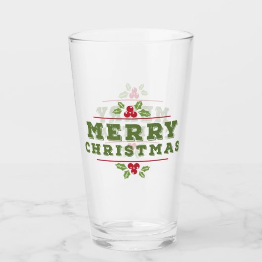 KerstHolly Pint Glass Glas (Voorkant)