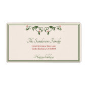 KerstHolly Red Berries Holiday Return Adres Etiket (Voorkant)