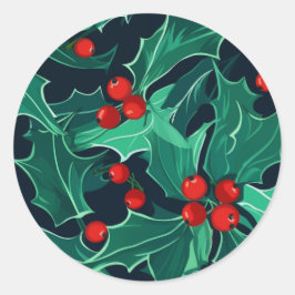 KerstHolly Ronde Sticker