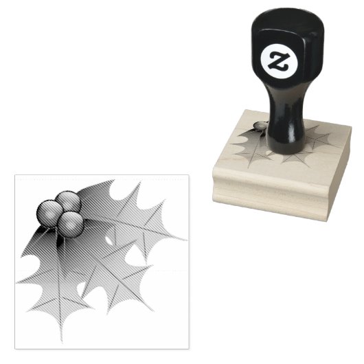 KerstHolly Rubberstempel (Gestempeld)