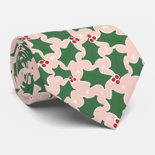 KerstHolly Stropdas (Opgerold)