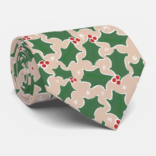KerstHolly Stropdas (Opgerold)