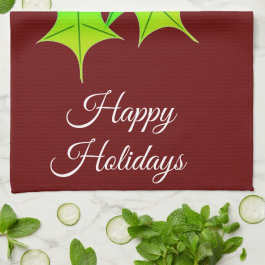 KerstHolly Theedoek (Gevouwen)