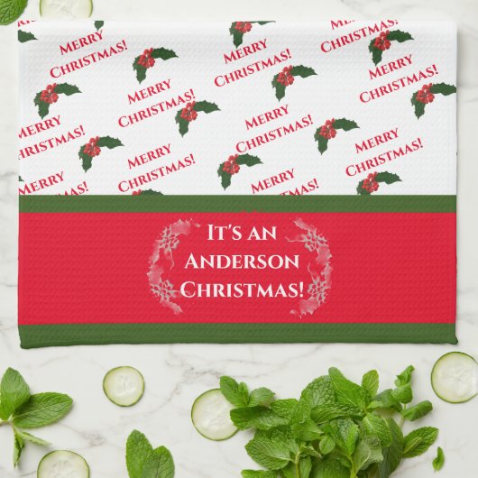 KerstHolly Theedoek (Gevouwen)