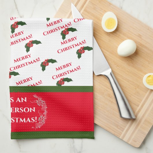 KerstHolly Theedoek (Quarter Fold)
