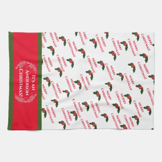 KerstHolly Theedoek (Horizontaal)