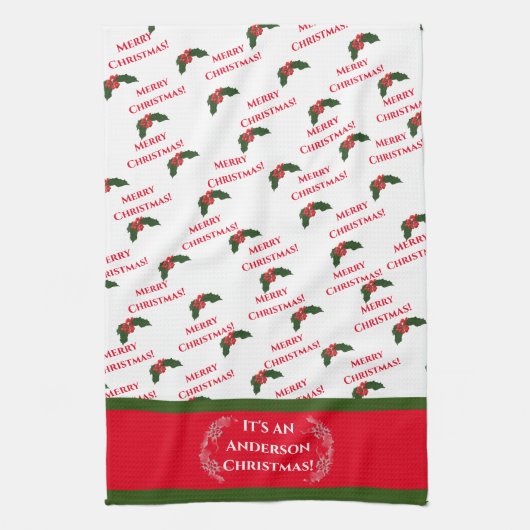 KerstHolly Theedoek (Verticaal)