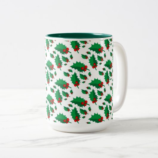 KerstHolly Tweekleurige Koffiemok (Voorkant rechts)