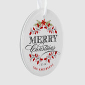 KerstHolly Typografie Familie Foto Ornament (voorkant)