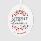 KerstHolly Typografie Familie Foto Ornament (voorkant)