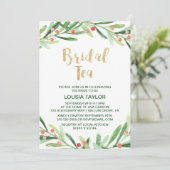 KerstHolly Wreath Bridal Tea Kaart (Staand voorkant)