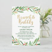 KerstHolly Wreath Brunch en Bubble Kaart (Staand voorkant)